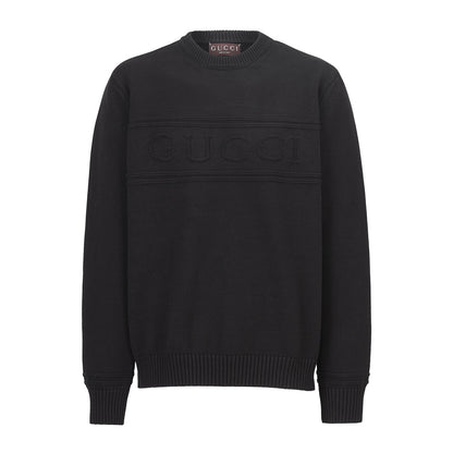 Gucci Knit Cotton Wool Sweater with Intarsia "Black"