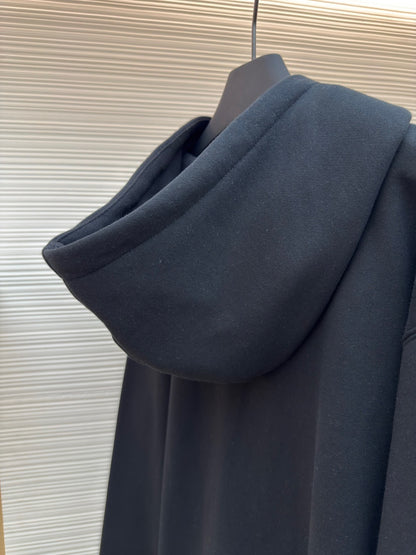 Dior CD Icon Hooded Sweatshirt "Black Cotton Fleece"