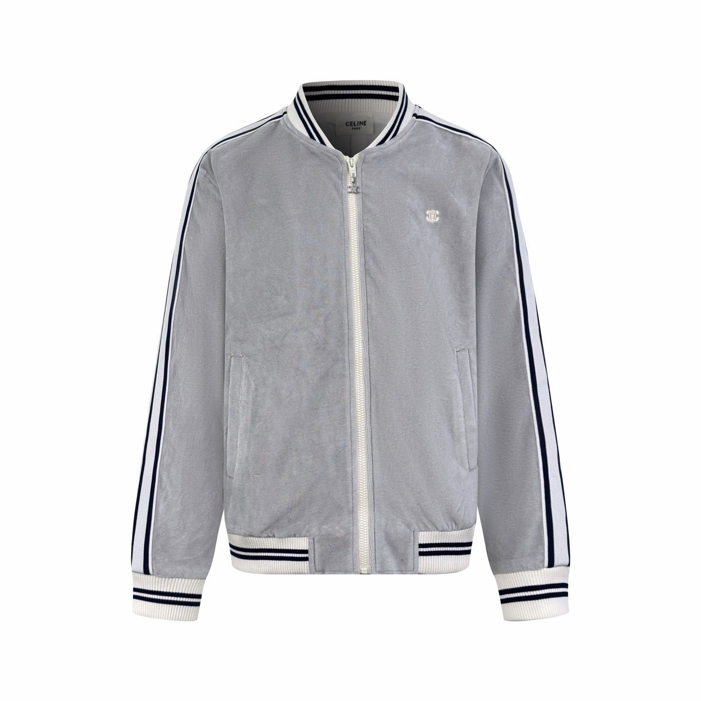 Celine Velvet Tracksuit Zip-up Hoodie "Grey"