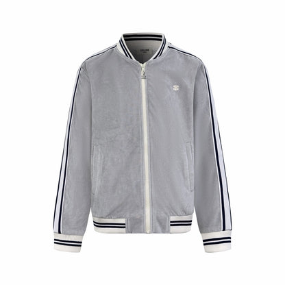 Celine Velvet Tracksuit Zip-up Hoodie "Grey"