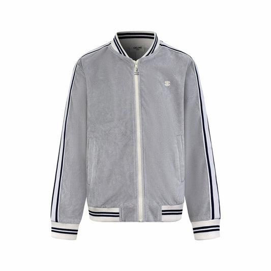 Celine Velvet Tracksuit Zip-up Hoodie "Grey"