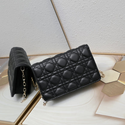 Dior My Dior Daily Pouch with Chain "Black Cannage Lambskin"