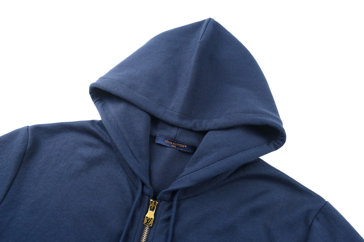 Louis Vuitton Zippered Hoodie With Signature "Blue"