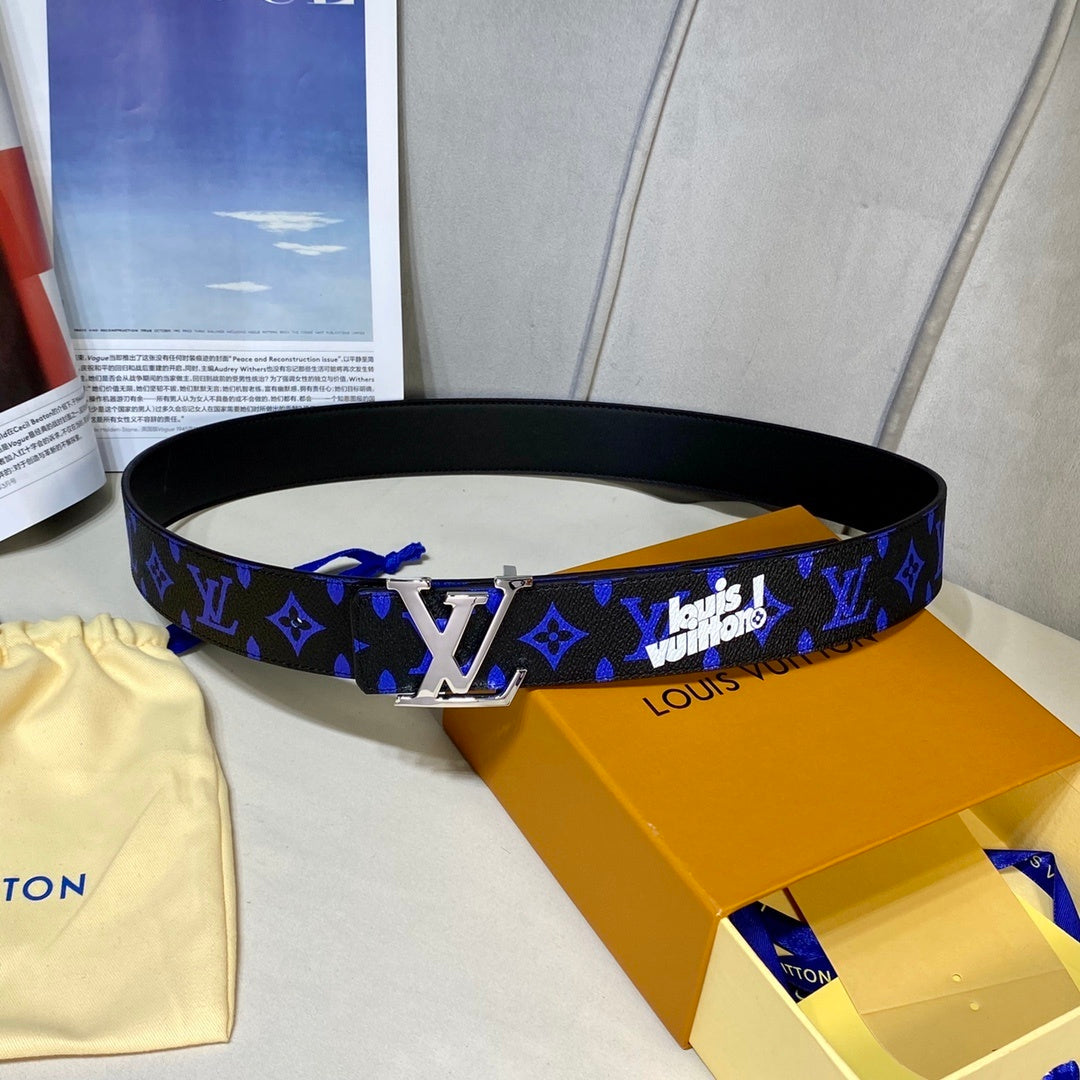 Louis Vuitton LV Initiales Reversible Belt "Monogram Blue" and "Black"