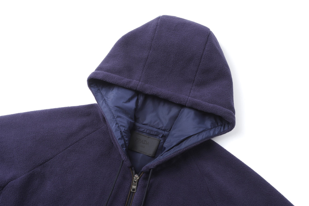 Prada Hooded Technical Fabric Blouson Jacket "Navy"