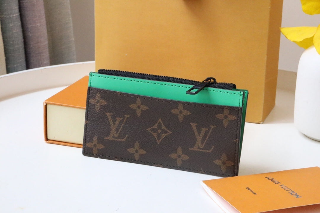 Louis Vuitton Coin Card Holder "Monogram Macassar Canvas"