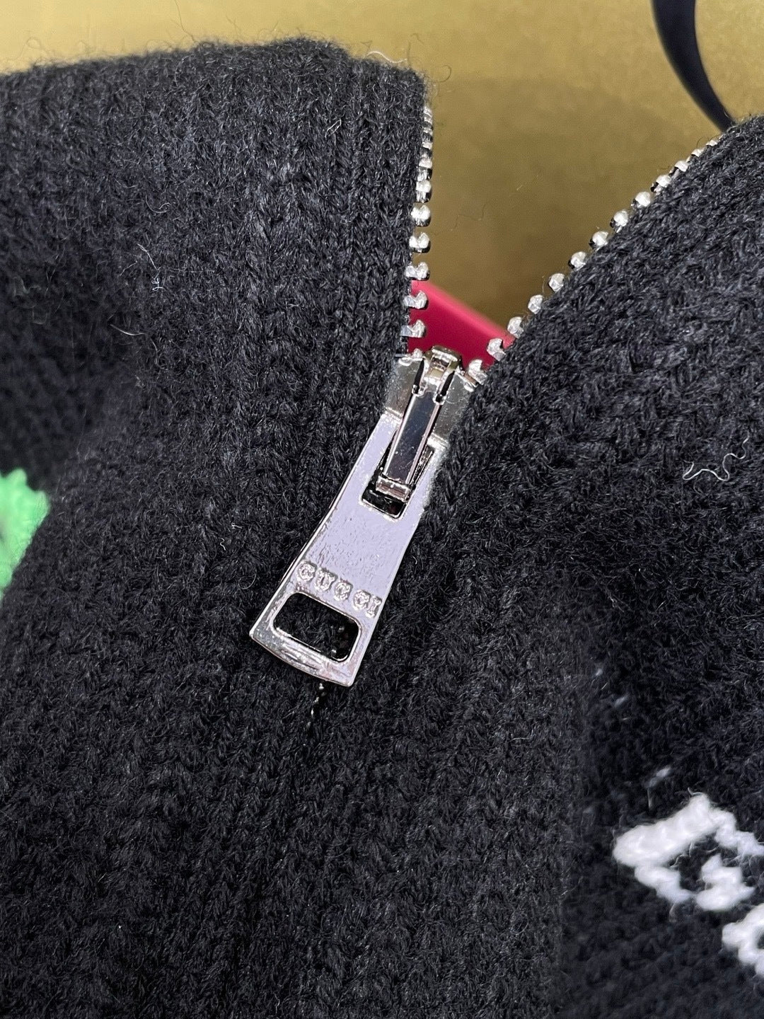 Gucci Wool Jacquard Zip Jacket with Intarsia "Black-Multicolour"