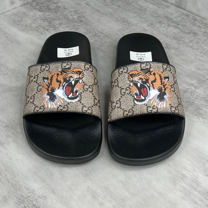 Gucci Tiger Slides "Black-Beige"