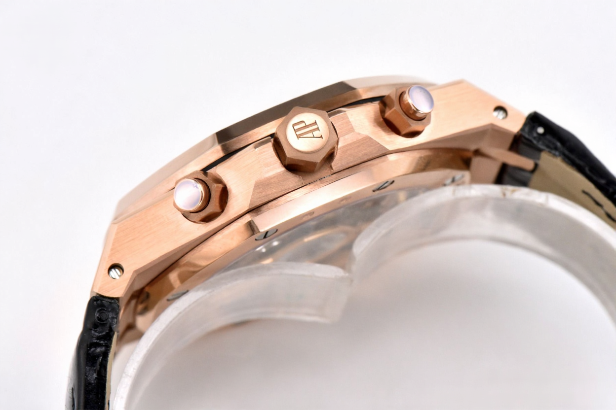 Audemars Piguet Royal Oak Chronograph 41mm Black Leather Rose Gold Black Dial