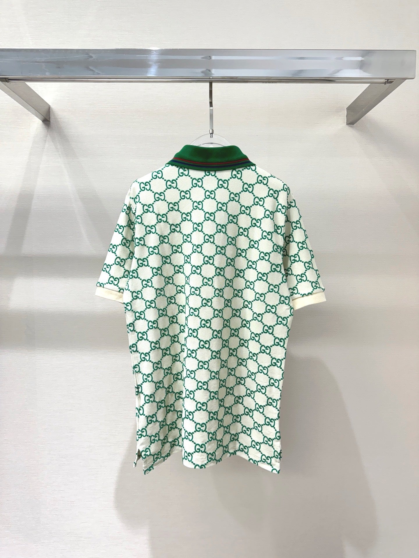 Gucci GG Embroidered Cotton Polo T-Shirt "Off White-Green"
