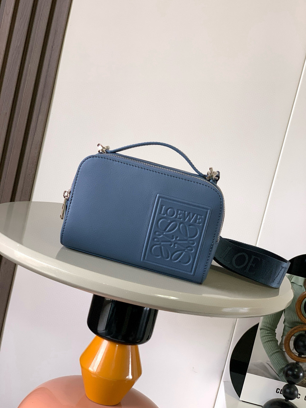 Loewe Mini Crossbody Camera Bag in Satin Calfskin "Blue"