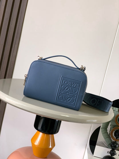 Loewe Mini Crossbody Camera Bag in Satin Calfskin "Blue"