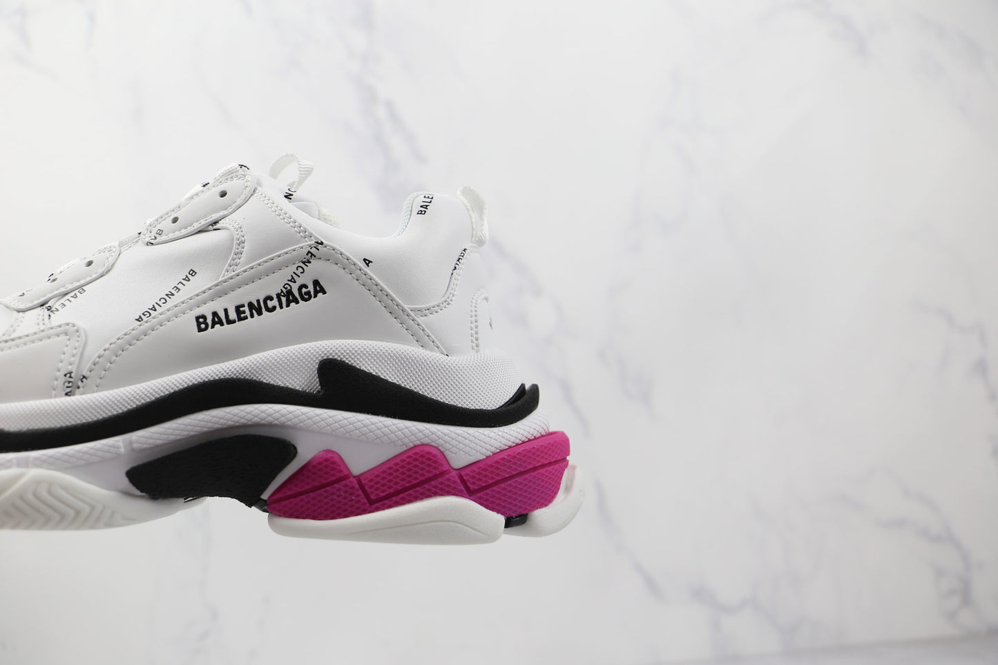 Balenciaga Triple S "White-Pink-Black-All Over Logo"