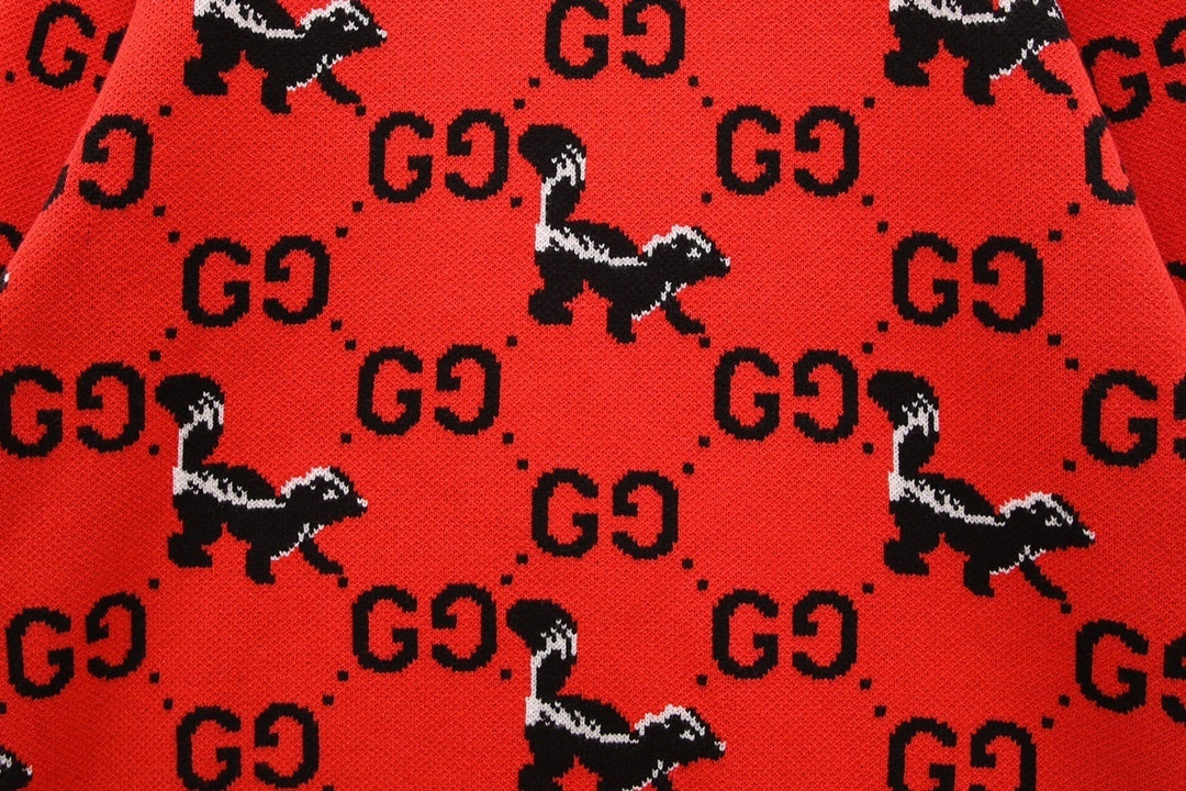 Gucci GG and Skunk Sweater "Red-Black"