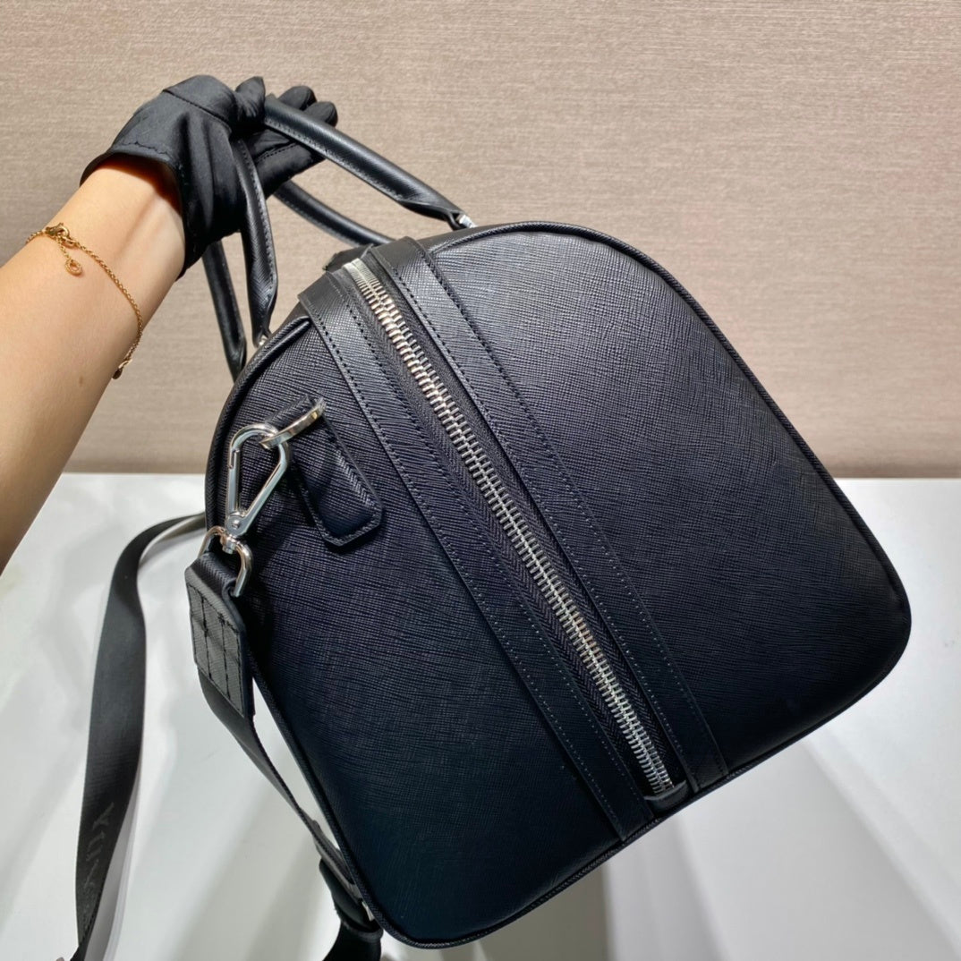 Prada Saffiano Leather Travel Bag "Black"
