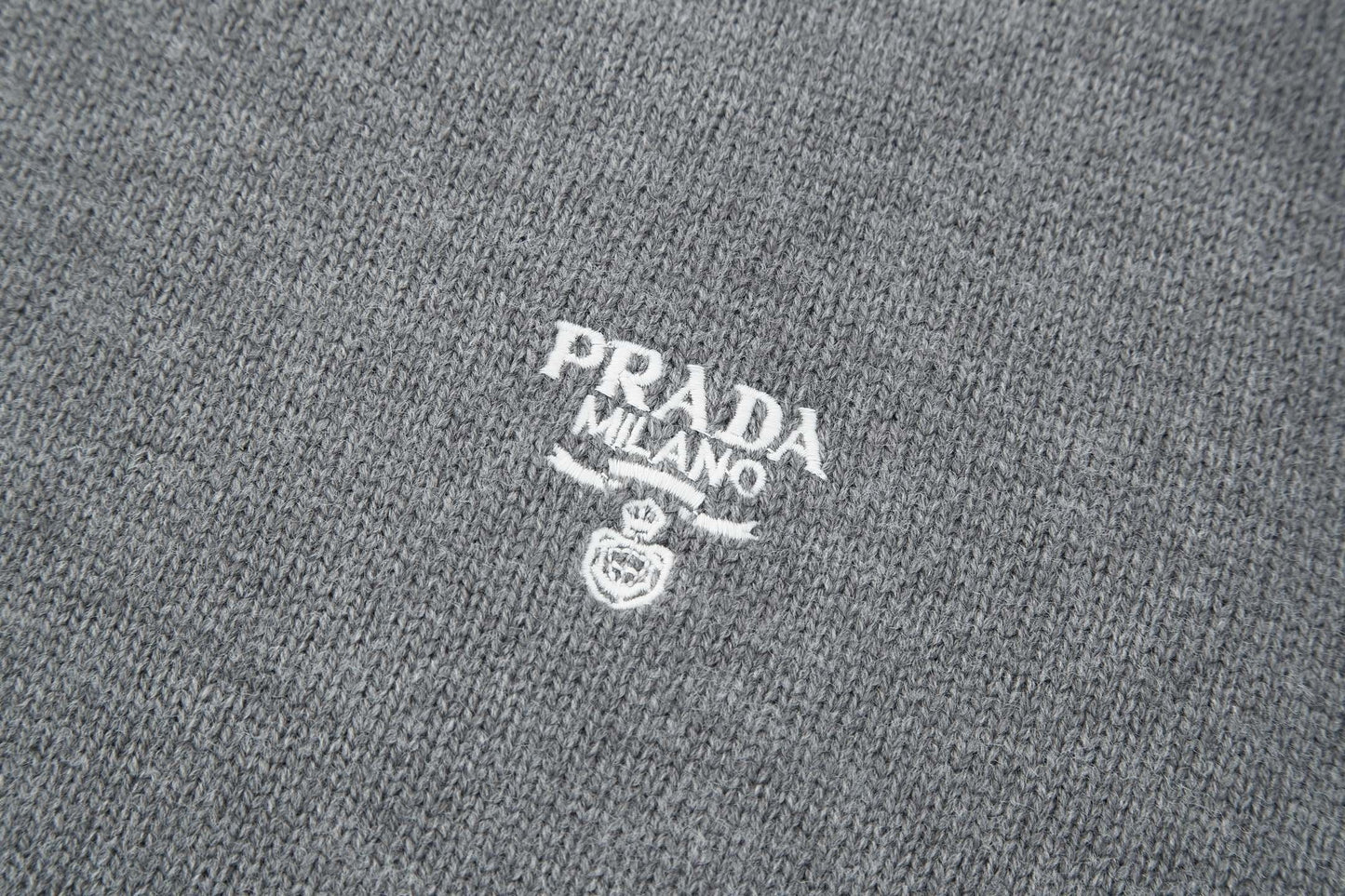 Prada Embroidered Logo Sweater "Grey"