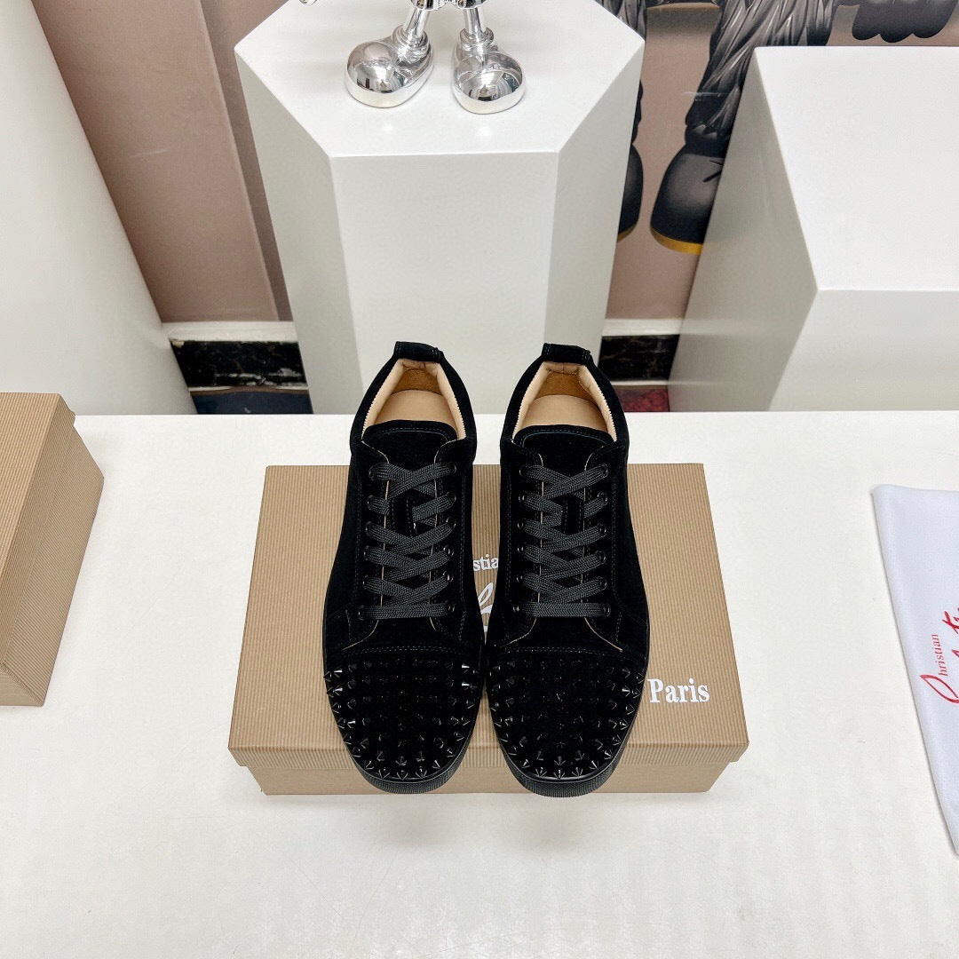 Christian Louboutin Louis Junior Spikes Orlato Veau Velours "Black"