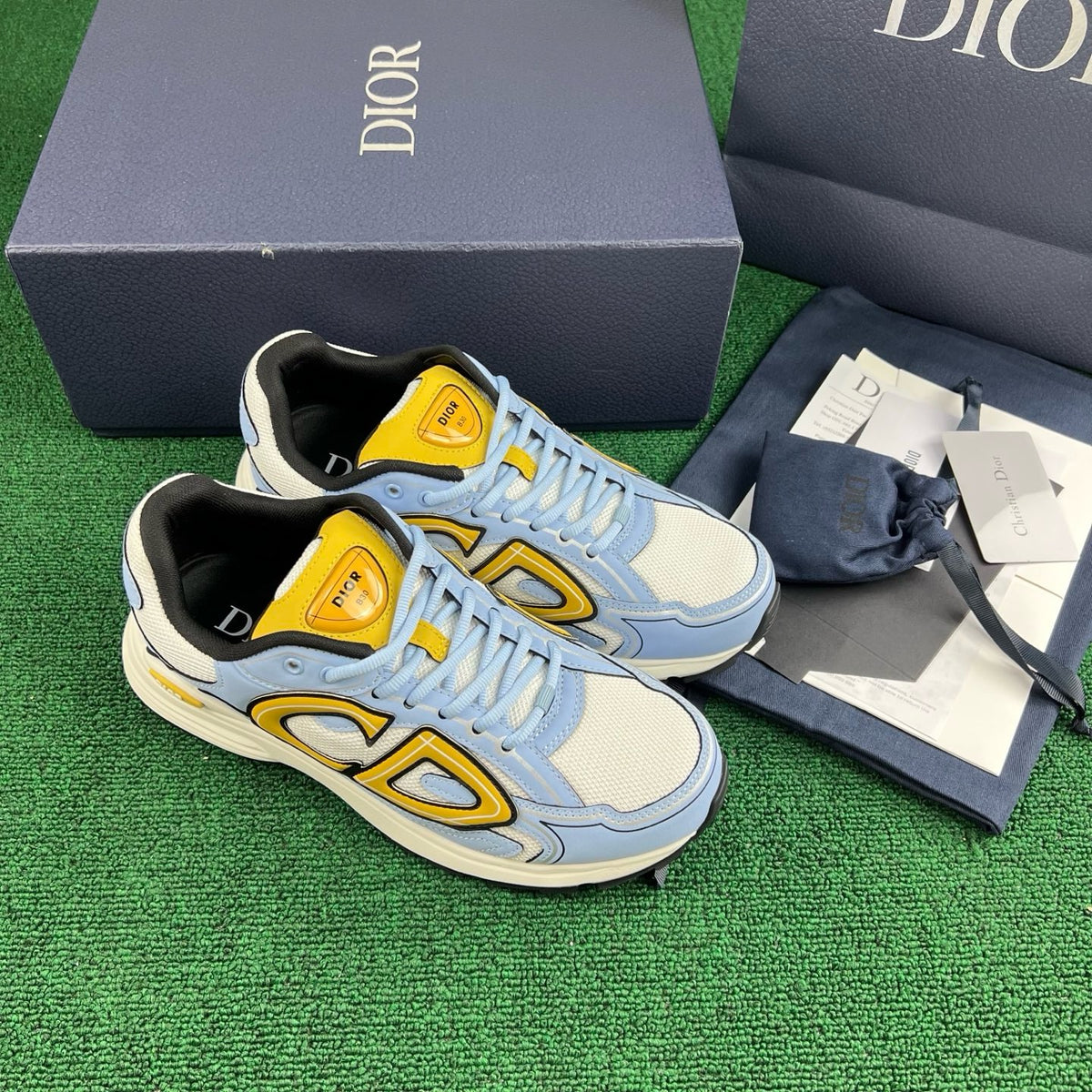 Dior B30 Countdown Sneaker "White Technical Mesh with Light Blue and Gold-Tone Technical Fabric"