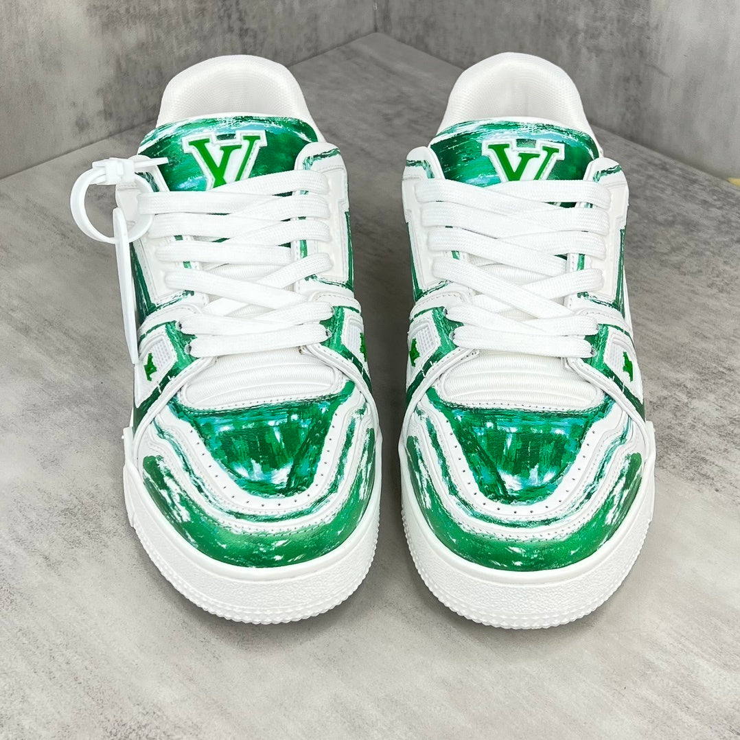 Louis Vuitton Trainers "White-Green Colored"