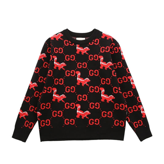 Gucci GG and Skunk Sweater "Black-Red"