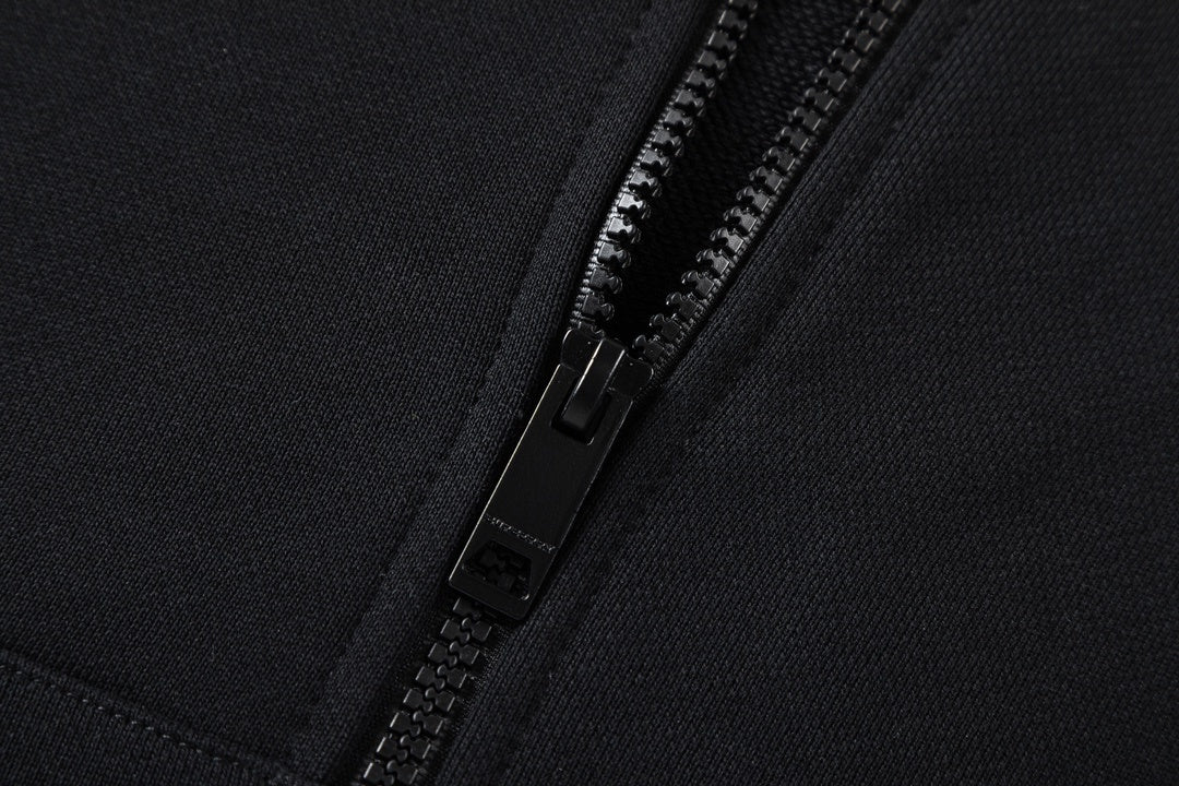 Burberry Logo Print Zip-Up Hoodie "Black"
