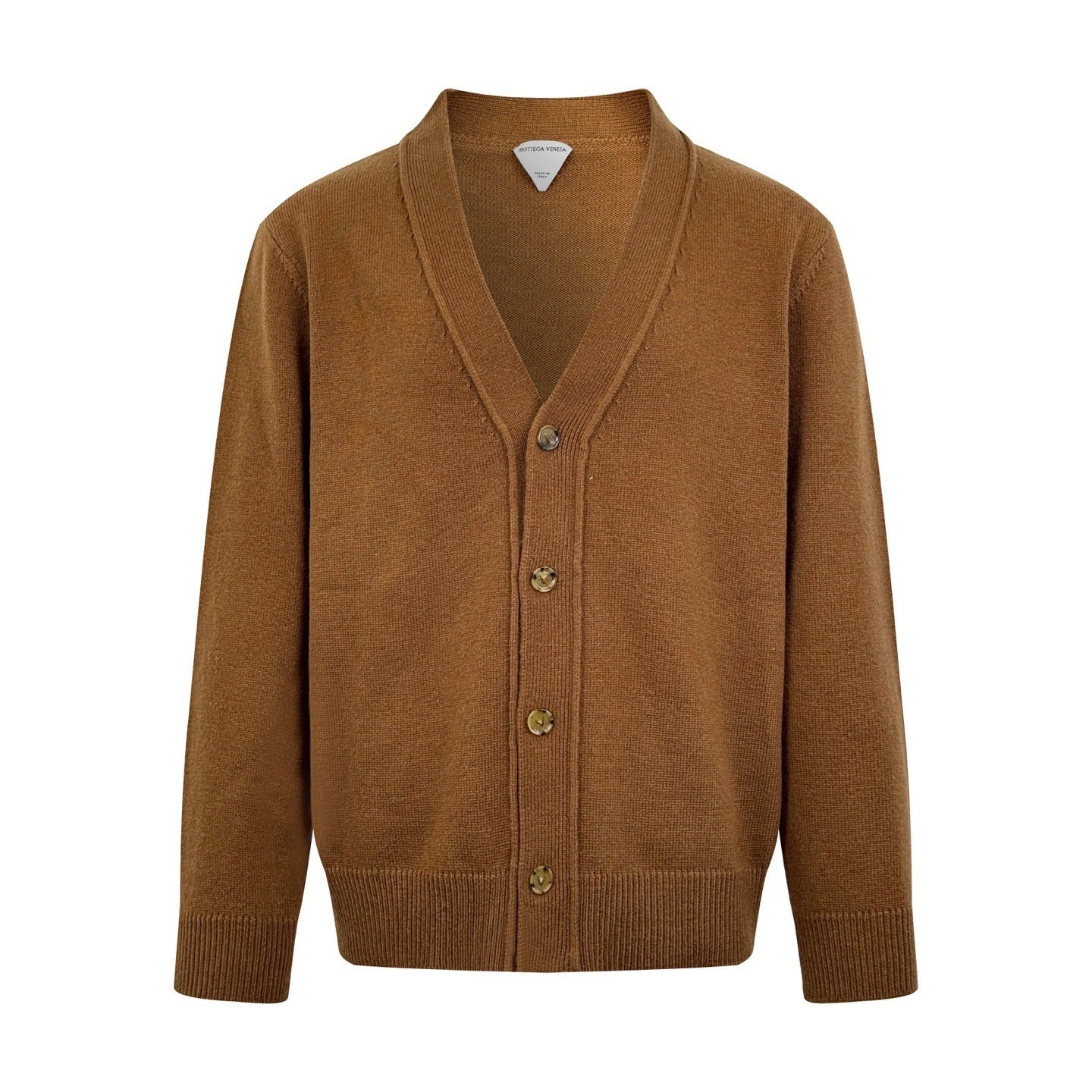 Bottega Veneta Cashmere Cardigan Intrecciato "Camel Brown"