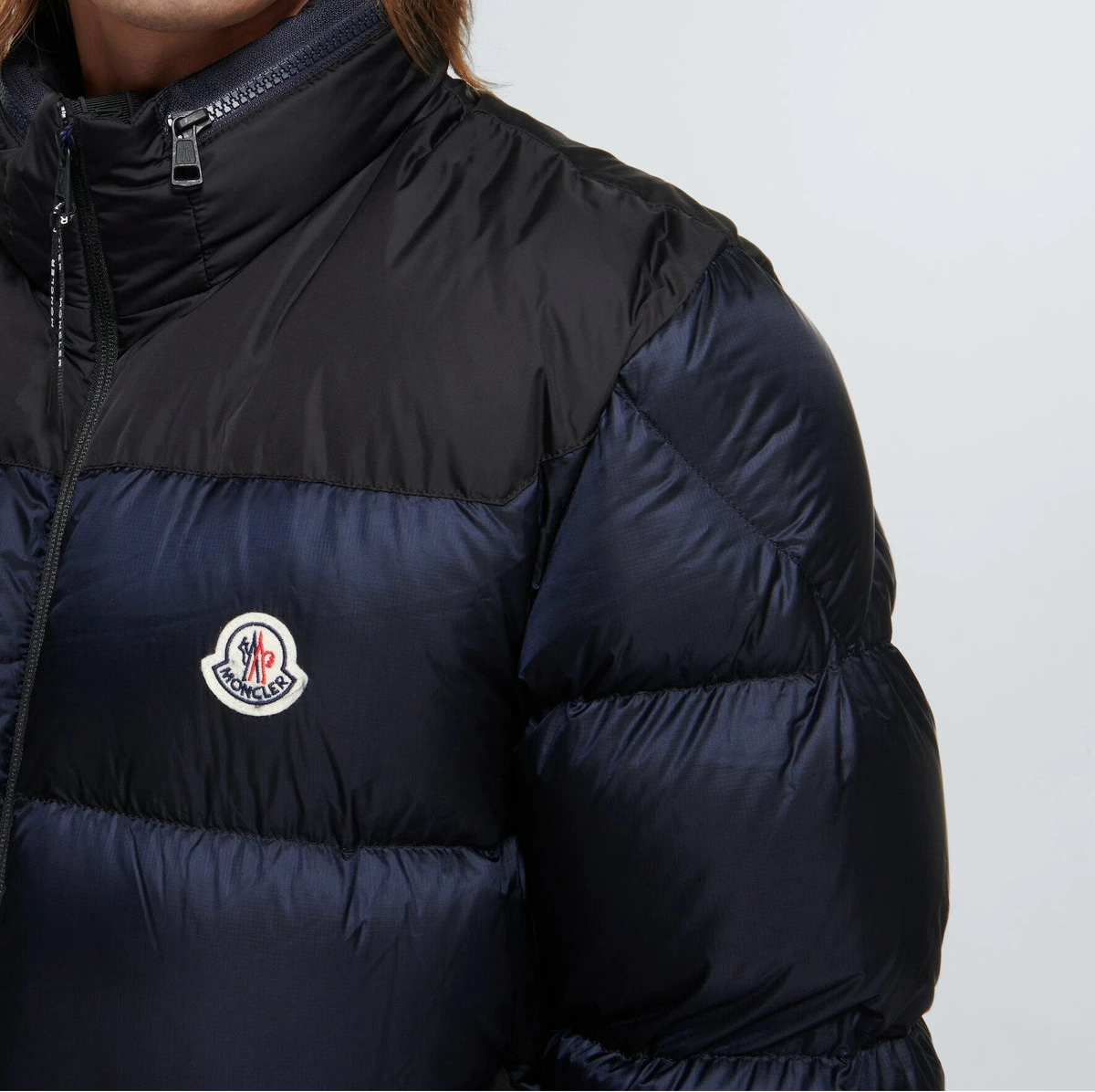 Moncler Peuplier Down Jacket "Black-Navy Blue"