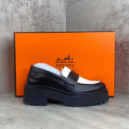 Hermes Leather Loafers "Black-White"