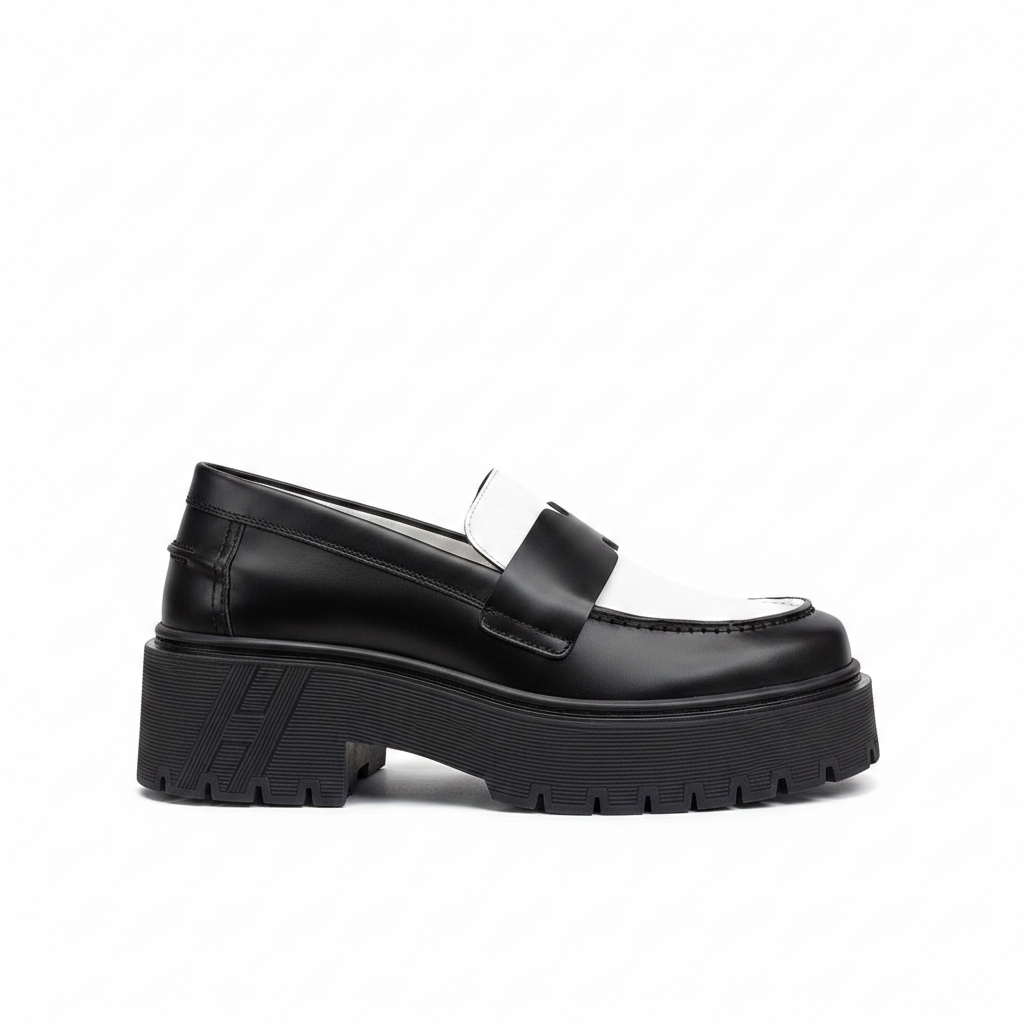 Hermes Leather Loafers "Black-White"