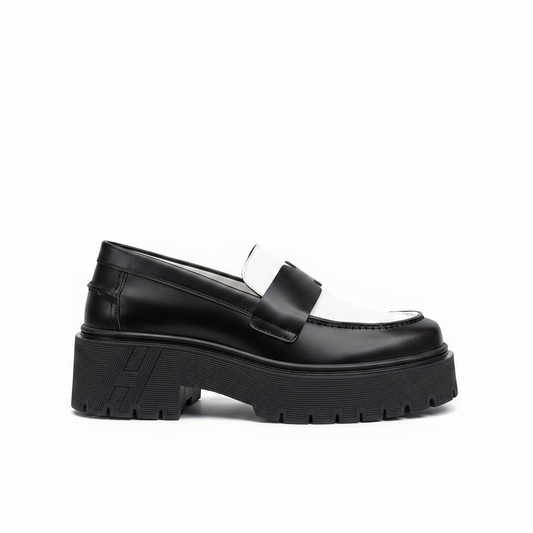 Hermes Leather Loafers "Black-White"