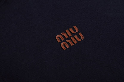 Miu Miu Jersey Zip-up Hoodie "Navy"
