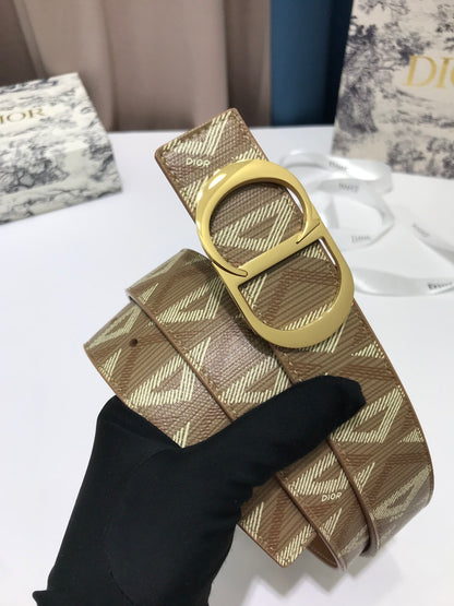 Dior CD Diamond 35mm Reversible CD Icon Belt "Beige"