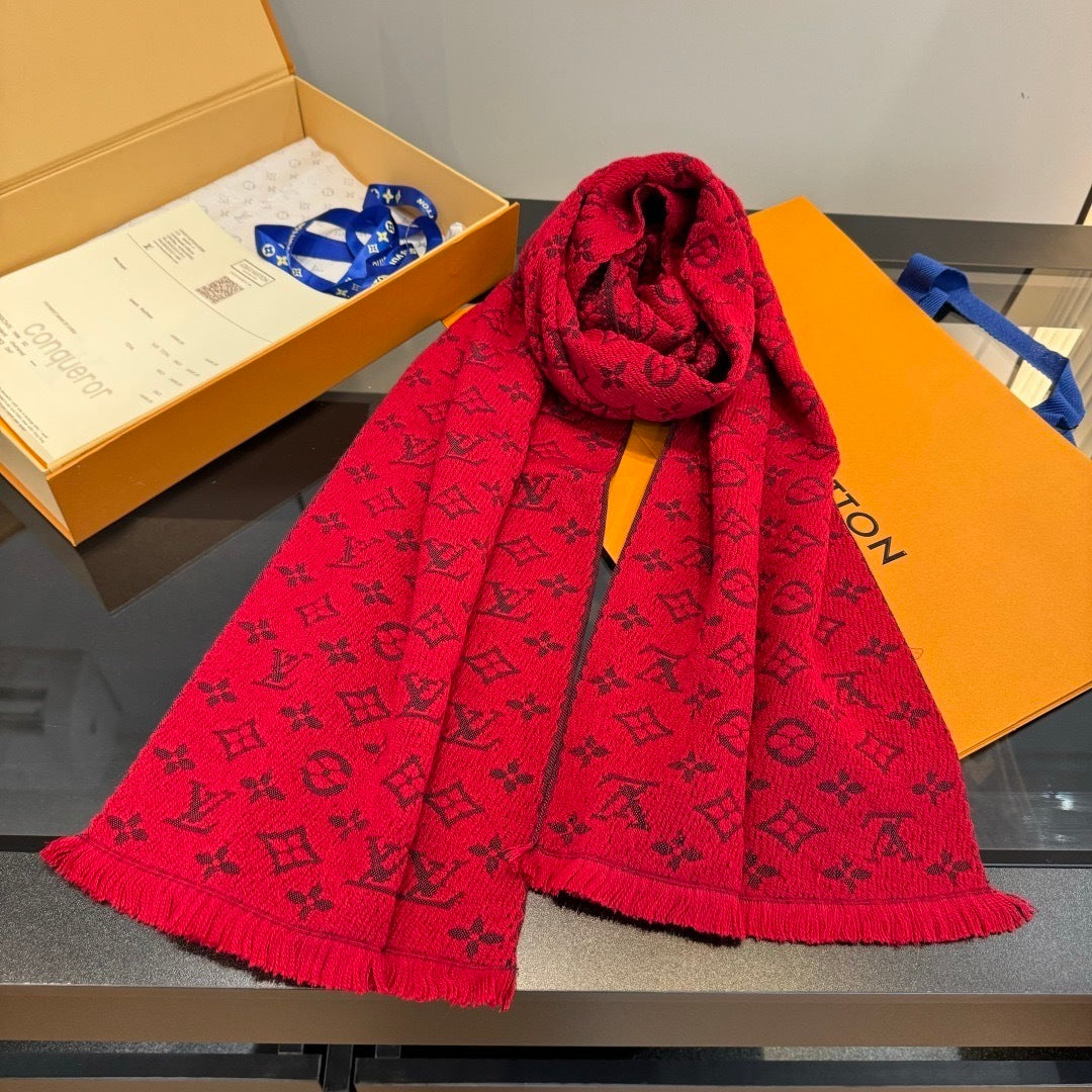 Louis Vuitton Classic Monogram Scarf "Red"