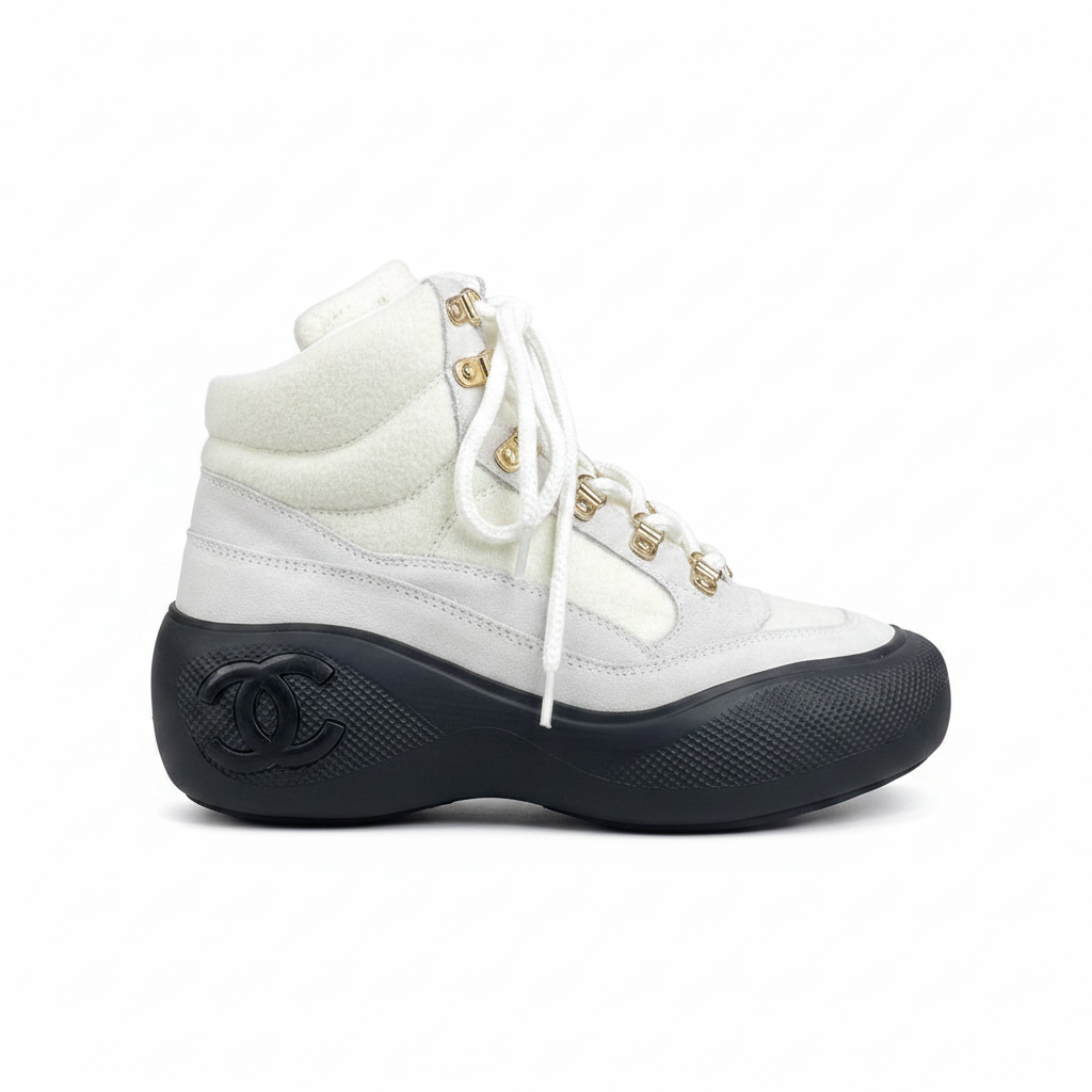 Chanel Snow Boots "White-Black Suede"