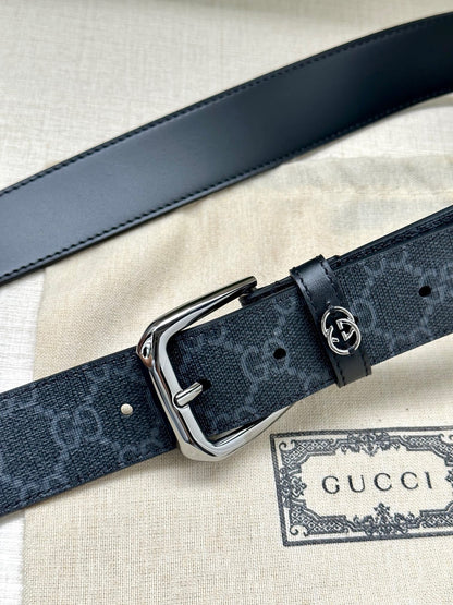 Gucci Belt with Interlocking G Detail "Black"