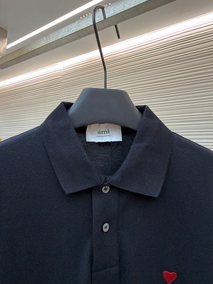 Ami Paris Polo T-Shirt "Black"
