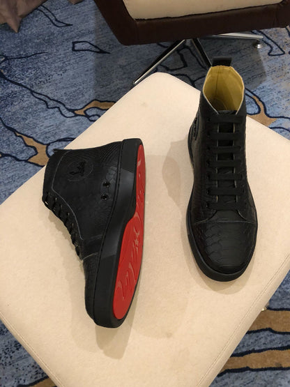 Christian Louboutin High-Top Python Leather Orlato "Black"