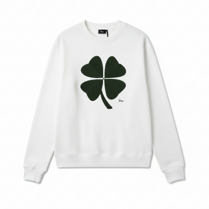 Dior Sweatshirt with Dior Clover Embroidery "White Cotton Fleece"