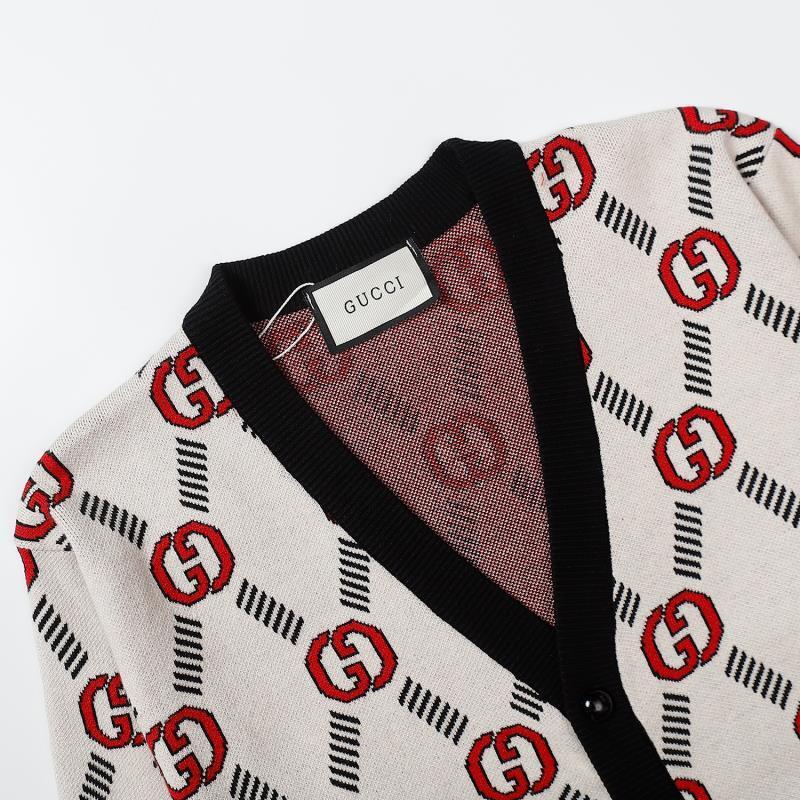 Gucci Cardigan "Beige-Black-Red"
