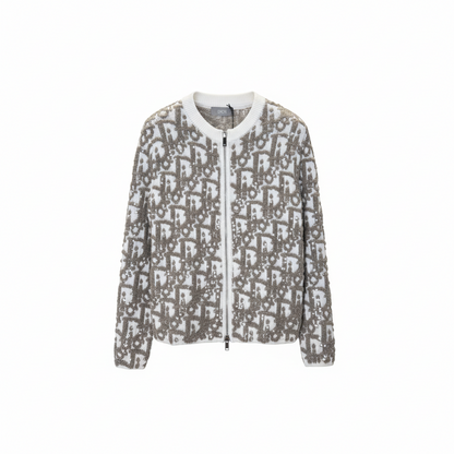 Dior Oblique Cardigan "White Wool Blend Fabric with Oblique pattern"