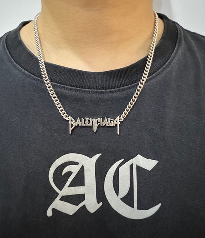 Balenciaga Mettalic Logo Necklace