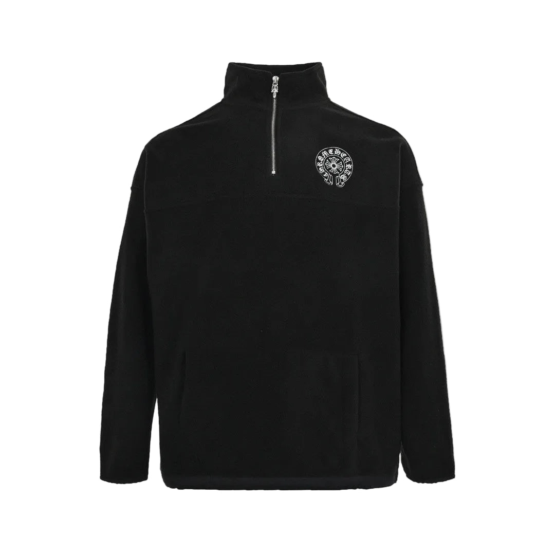 Chrome Hearts Half Zip Horse Shoe Fleece Jacket "Black"