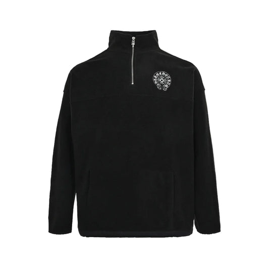 Chrome Hearts Half Zip Horse Shoe Fleece Jacket "Black"