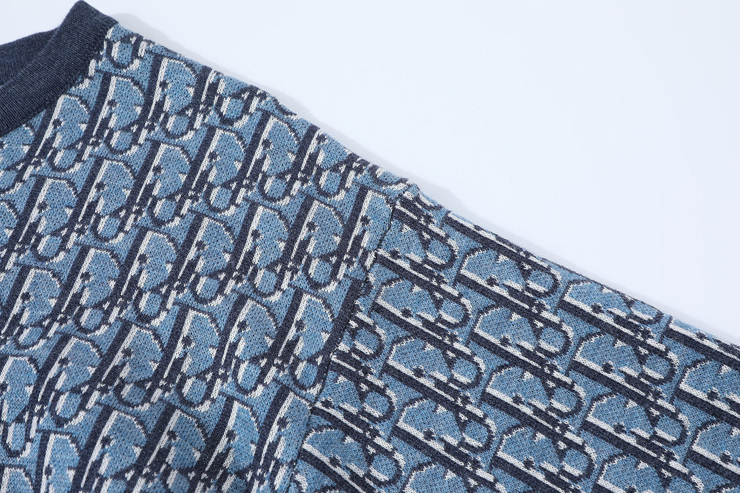 Dior Oblique T-Shirt "Blue Cotton Jacqard"