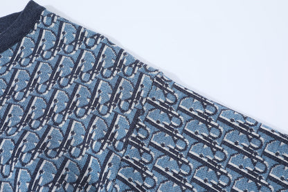 Dior Oblique T-Shirt "Blue Cotton Jacqard"