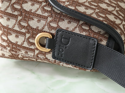 Dior Jett Mini Messenger Bag with Flap "Dior Oblique in Brown Jacquard"