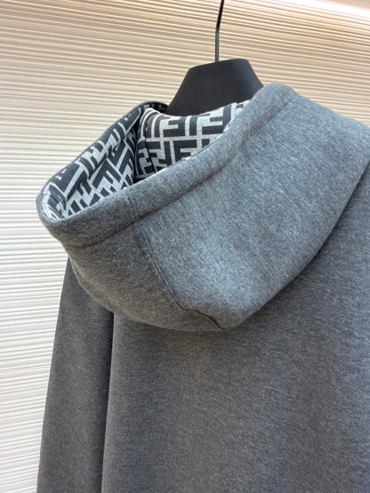 Fendi Cotton Hooded Sweatshirt "Dark Gray"