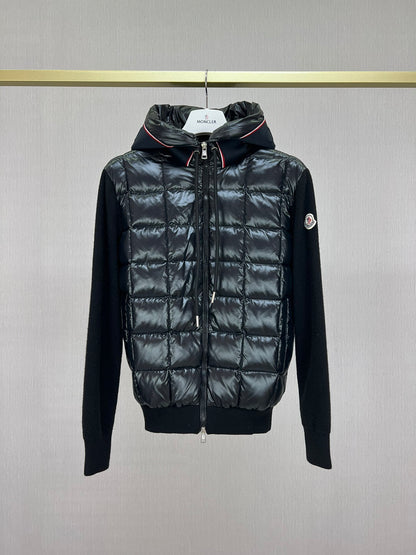 Moncler Paneled Down and Wool Jacket "Black"