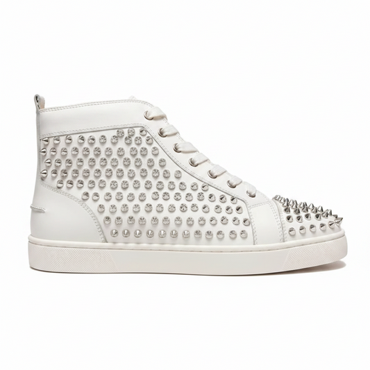 Christian Louboutin High-Top Louis Flat Spikes "White"