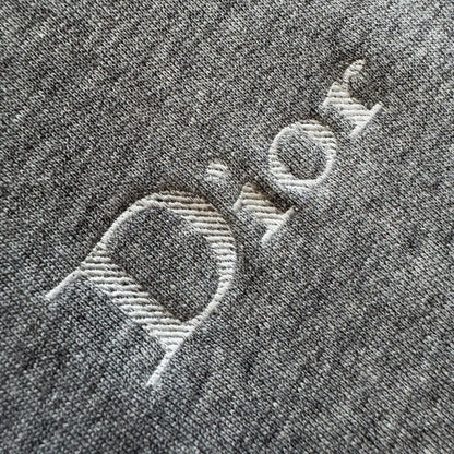 Dior Hooded Sweatshirt with Dior Embroidery "Gray Cotton Fleece"